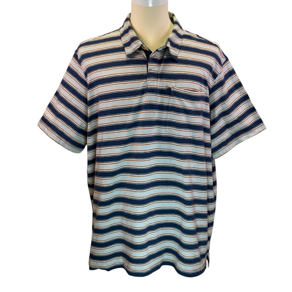 Duluth Trading Co Blue Ridge Men's Relaxed Fit Striped Polo‎ Shirt Size 2XL